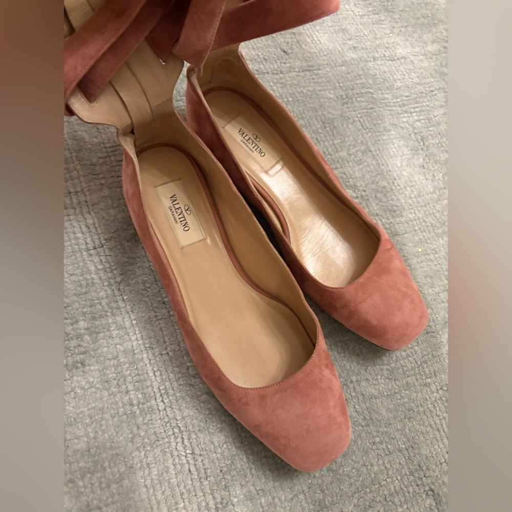 Valentino Dusty Pink Suede Ballet Flats 37.5